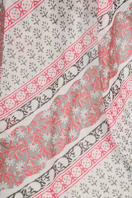 Green digital printed linen ready to wear designer saree with unstitched blouse 8