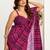 Magenta digital printed linen ready to wear designer saree with unstitched blouse