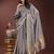 grey color orgenza zari border saree with blouse