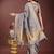 grey color orgenza zari border saree with blouse