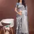 grey color linen cotton zari weaving saree with blouse