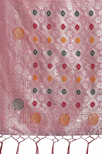 purple color linen cotton zari weaving saree with blouse