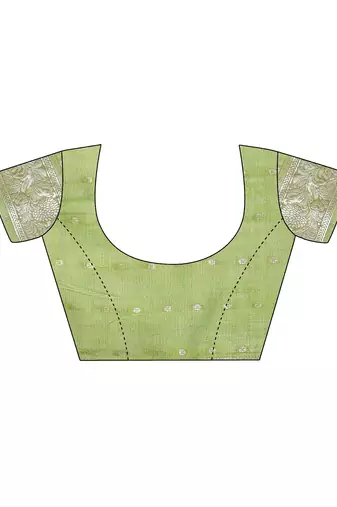 light green color linen cotton zari weaving saree with blouse