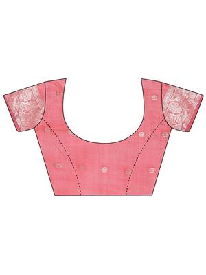 pink color linen cotton zari weaving saree with blouse 5