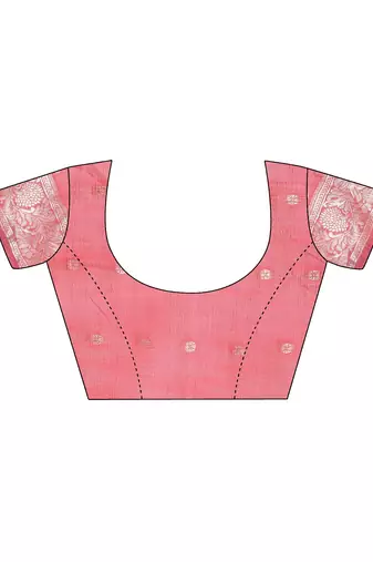 pink color linen cotton zari weaving saree with blouse