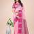 light pink color woven lichi art silk blend saree with blouse