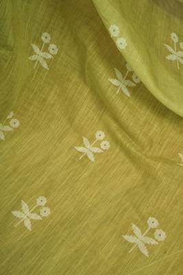 Mehendi digital printed linen ready to wear designer saree with unstitched blouse 8