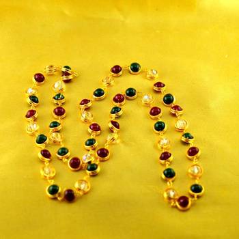Polki Kundun Gold Platted Moti Mala Size-26"Inch  2