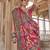 Brick red soft silk madhubani art printed saree