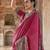 Brick red soft silk madhubani art printed saree