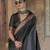 Black soft silk madhubani art printed saree
