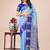 sky blue color woven lichi art silk blend saree with blouse