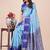 sky blue color woven lichi art silk blend saree with blouse