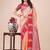 peach color woven lichi art silk blend saree with blouse