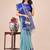 teal color woven lichi art silk blend saree with blouse