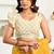 Yellow digital printed linen ready to wear designer saree with unstitched blouse