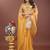 yellow color zari border orgenza saree with blouse