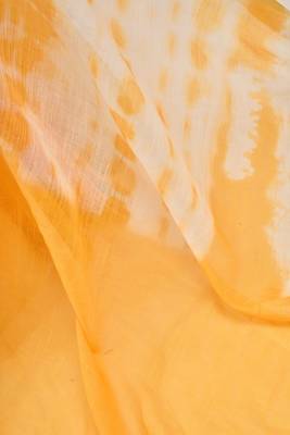 Yellow white digital printed linen ready to wear designer saree with unstitched blouse 8
