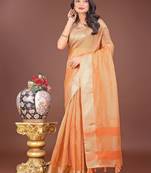 orange color zari border orgenza saree with blouse