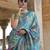 teal green soft silk blend woven patola printed saree