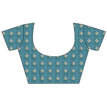 teal green soft silk blend woven patola printed saree 5