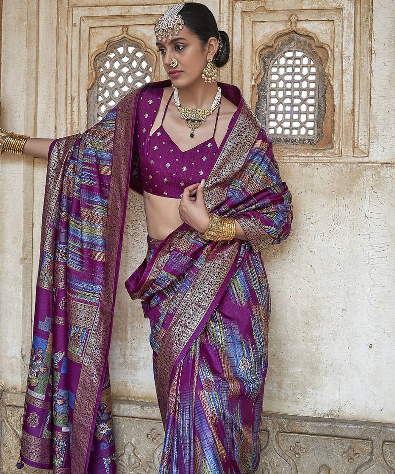 maroon soft silk blend woven patola printed saree
