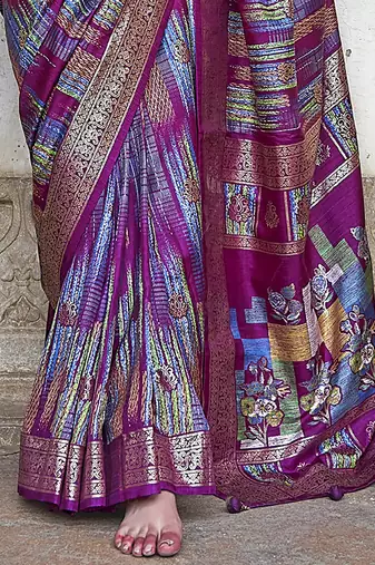 maroon soft silk blend woven patola printed saree