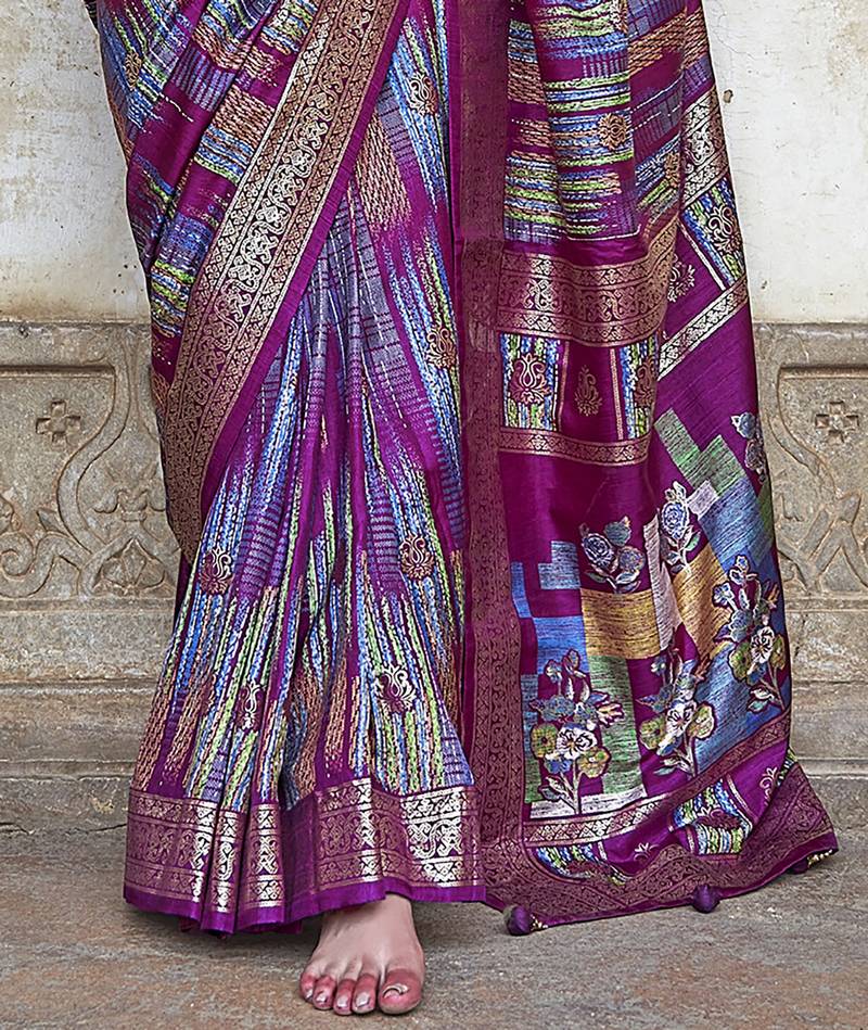 maroon soft silk blend woven patola printed saree