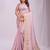 light pink color cheks zari border orgenza saree with blouse