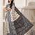 cream & black color linen cotton saree with blouse