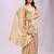 gold color zari lining border orgenz saree with blouse
