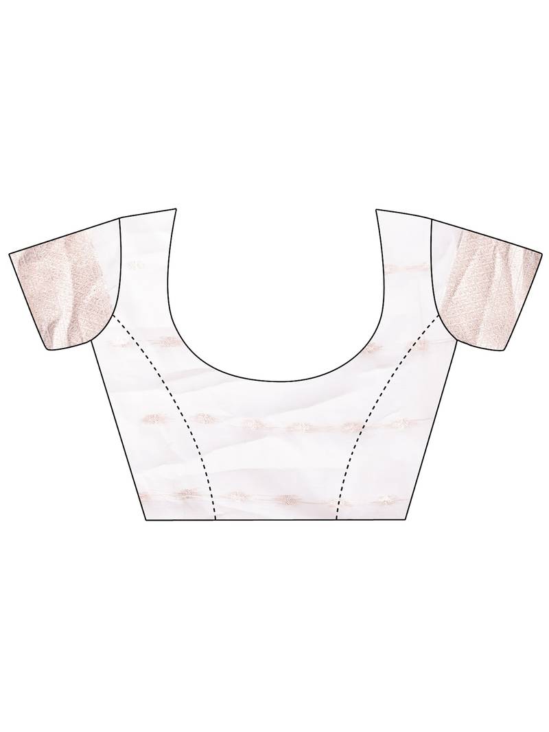 white & light green color cotton zari woven saree with blouse