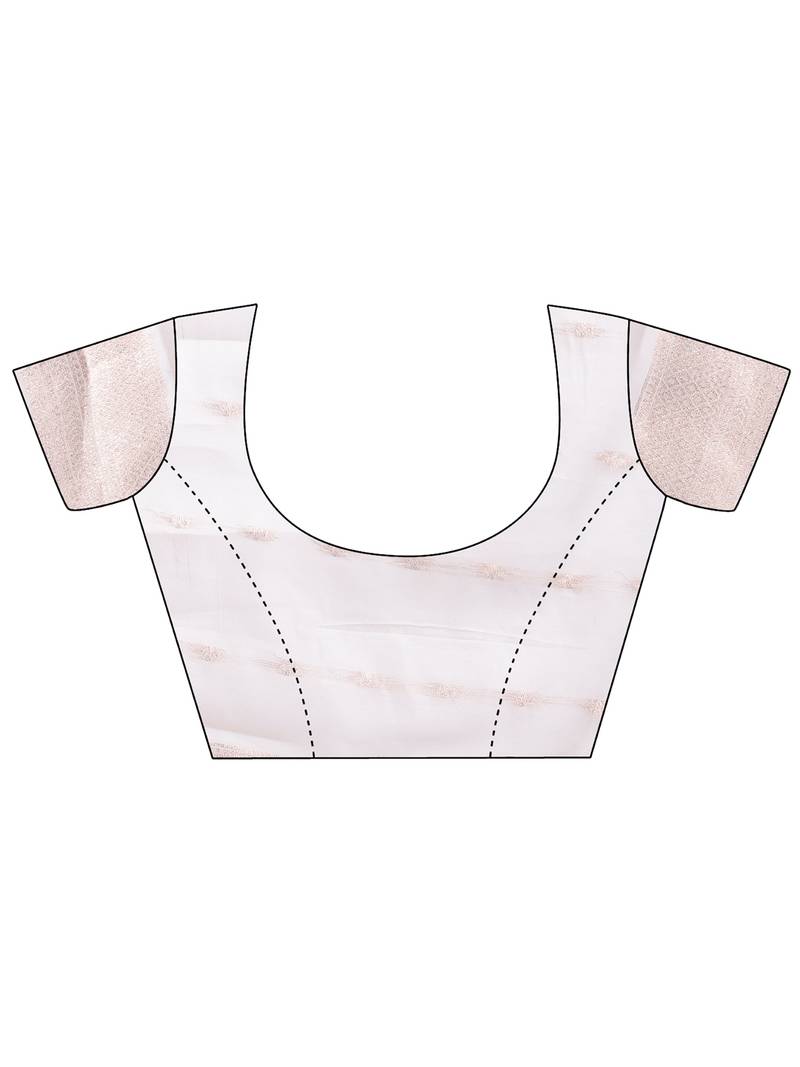 white & orange color cotton zari woven saree with blouse