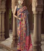 grey floral zaal print patola saree