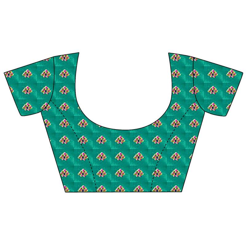 teal floral zaal print patola saree