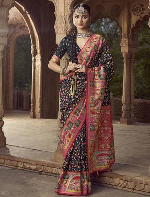 black floral zaal print patola saree 1