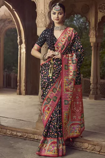 black floral zaal print patola saree