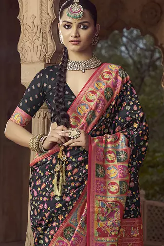 black floral zaal print patola saree