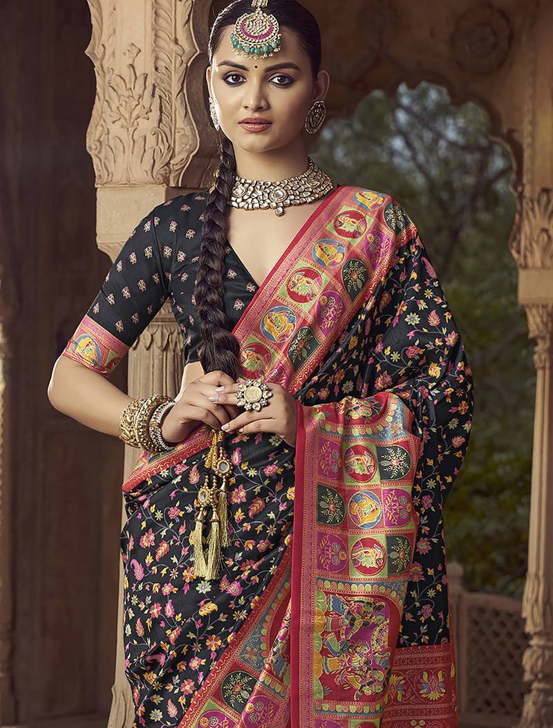 black floral zaal print patola saree