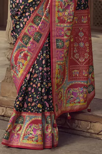 black floral zaal print patola saree