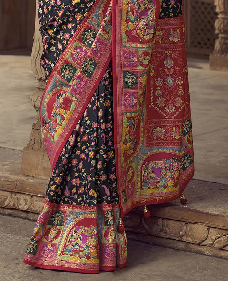 black floral zaal print patola saree