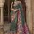 bottle green floral zaal print patola saree