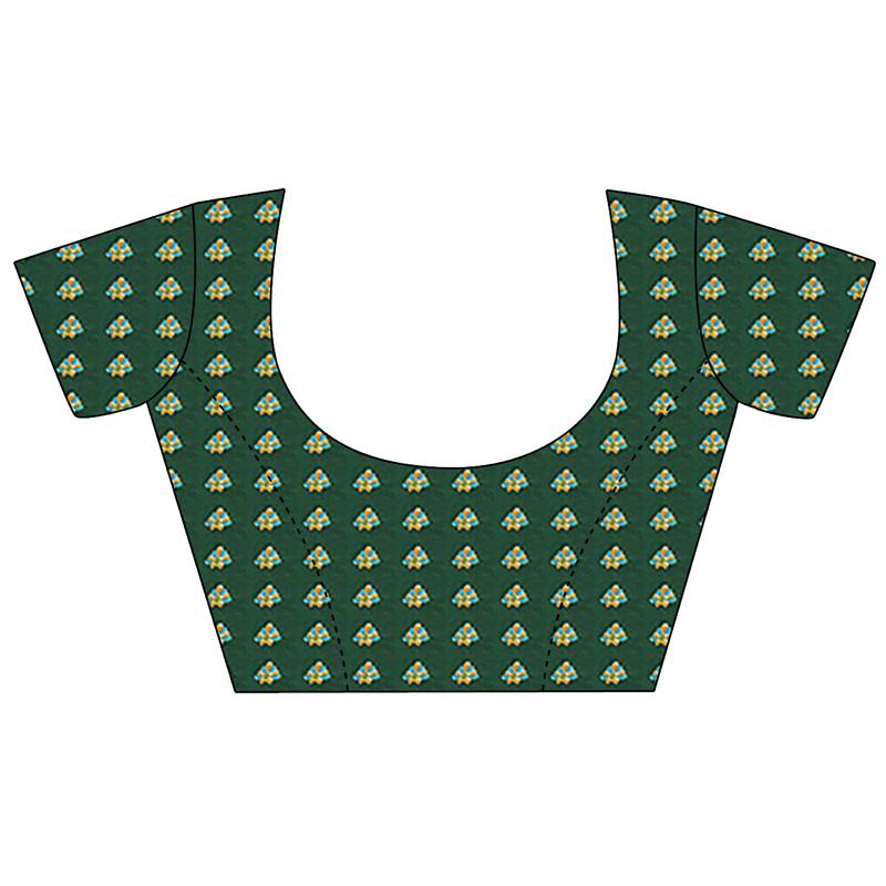 bottle green floral zaal print patola saree