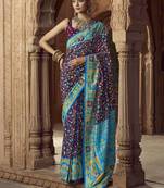 wine floral zaal print patola saree