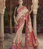 cream floral zaal print patola saree