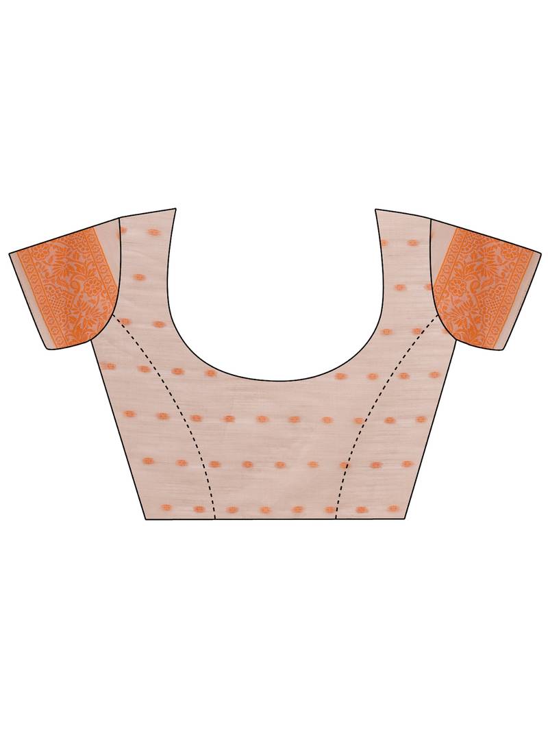 orange color cotton woven design saree with blouse