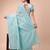sky blue color cotton woven design saree with blouse
