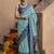 turquoise soft silk blend ikkat printed patola saree
