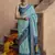 turquoise soft silk blend ikkat printed patola saree