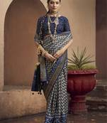 grey soft silk blend ikkat printed patola saree